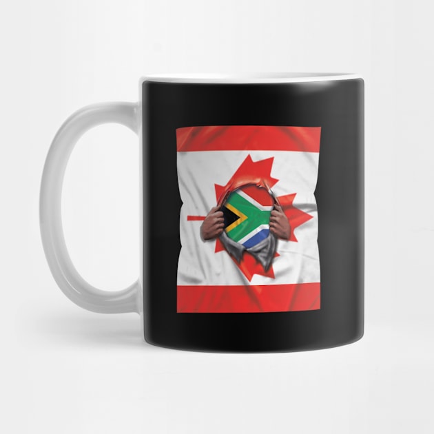 South Africa Flag Canadian Flag Ripped - Gift for South African From South Africa by Country Flags